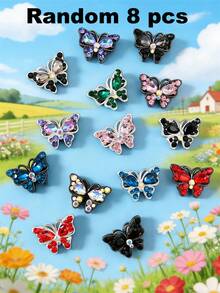 1/2/5/8/12/24/50颗装时尚水钻蝴蝶DIY配件，适用于手工珠宝、吊坠、项链、耳环、钥匙扣、手机链，是送给家人、情侣、朋友的装饰礼物。 - 彩色 - 查看 18