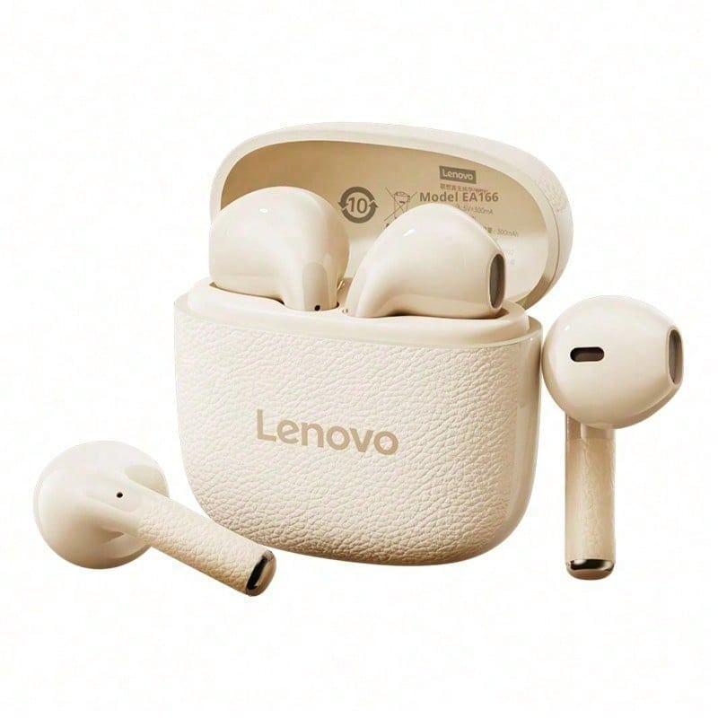 Lenovo EA166 藍牙耳機,智能降噪,清晰通話,無線藍牙耳機,高品質音訊,附麥克風,IPX5 防水,低延遲,適用於工作、旅行、睡眠、健身、音樂聆聽,入耳式耳機 - 月岩白 - 查看 1