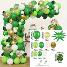 119pcs Jungle Party Balloons Garland Arch Kit Green Balloons Arch Dinosaur Party Decoration With Artificial Tropical Palm Leaves For Jungle Party, BabyShower, Birthday Party And Animal Theme Party - Jungle Party Balloons Set - View 7