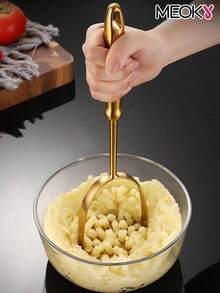 1PC thickened 304 stainless steel potato mash maker features a handheld design and a multi-functional pounding head. The surface coating is rust-proof and durable. It's suitable for making various ingredients 影響詞puree. It produces a fine, easy-to-clean puree, making it ideal for home kitchens, fitness enthusiasts, and restaurant kitchens. It's a practical tool for quality-conscious cooking enthusiasts, fs, and homemakers, 0husiasts, . - 彩色 - 查看 5