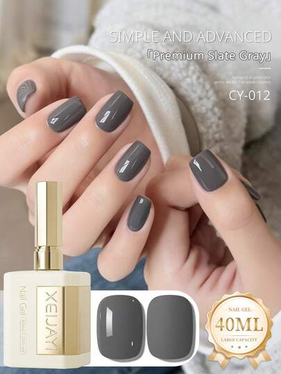 1 Bottle 40ml Premium Slate Gray Nail Gel Polish, Semi-Permanent Nail Polish Gel, Removable UV LED Nail Polish, Nail Art Supplies, Nail Design DIY Decoration, Suitable For Home And Nail Salons