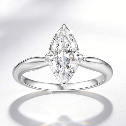 LOVESSOM Un anillo de moissanita de talla marquesa de 2 quilates de plata de ley 925 de alta calidad, elegante, sencillo, casual y versátil, perfecto para uso diario, citas, fiestas, Día de la Madre, San Valentín, Acción de Gracias, Navidad, Halloween, baile de graduación, ceremonia de mayoría de edad, cumpleaños, aniversario o como regalo para tu novia, madre o amigos.