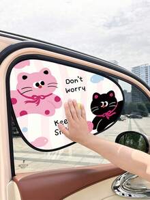 1pc Cartoon Cat Static Cling Sunshade, Adsorption Sunscreen Shade For Car Side Window - Sunshade - View 4