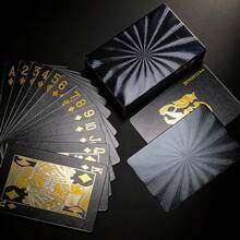 54张黑色玫瑰扑克牌，加厚耐用纸质，是圣诞节、万圣节、感恩节礼物和游戏之夜的理想之选，也是时尚的感恩节旅行创意礼物。 - 黑色 - 查看 6