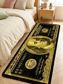 Tapete decorativo com estampa de cifrão em dourado e preto (1 peça), tapete popular com estampa de cifrão, tapete decorativo, decoração para quarto, tapete pequeno, tapete, decoração para casa, tapete para sala de estar, tapete pequeno para sala de estar, tapete para quarto, decoração para sala de estar, tapete para área externa, tapete lavável. - Multicolorido - Ver 2