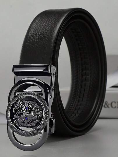 Men's Leather Belt With Automatic Buckle, G-Letter Pattern, Versatile Casual Business Belt For Young Men