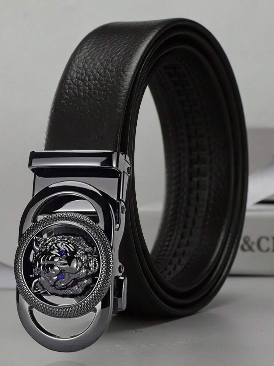 Men's Leather Belt With Automatic Buckle, G-Letter Pattern, Versatile Casual Business Belt For Young Men - Multicolor - View 1