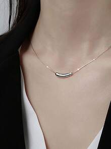 VJS 1件简约茄子吊坠钛钢项链，适合日常佩戴和送礼。 - 銀色 - 查看 2