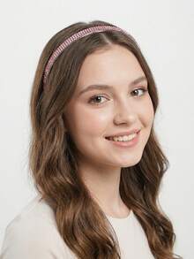 1pc 7mm Width Full Rhinestone Slim Headband, Multi-Color Options, Luxury Sparkling Rhinestone Design, Metal Headband Fits Comfortably Without Slipping, Suitable For Daily Commute, Party, Wedding And Other Occasions, A Versatile And Exquisite Hair Accessory For Women To Create Stylish Looks Travel Accessories Hair Band Hair Hoop - Multicolor - View 2