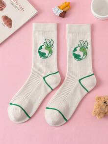 1/3 Paar Unisex Friedenstaube Muster einfarbige atmungsaktive schweißabsorbierende Knöchelsocken, koreanischer Stil für täglichen Arbeitsweg-Outfit - Verschiedenfarbig - Übersicht 1