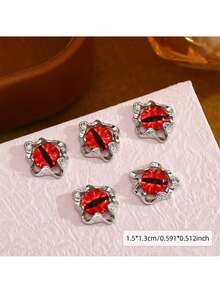 3D Stereoscopic Devil's Eye Cartoon Anime Funny Halloween Alloy Rhinestone Nail Art Decorations, 5pcs/Pack, Korean Nail Art DIY Personal Manicure Wear Crystal Alloy Pointed Bottom Rhinestone Decorations Nails - Multicolor - View 8