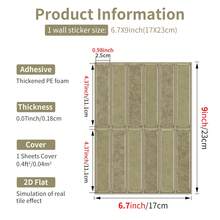 耐用PET自粘防溅瓷砖 – 绿色砖纹，防水防污，0.07英寸厚，适用于厨房、浴室、洗衣房、卧室 - 條紋 - 查看 32