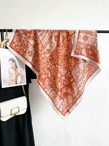 Khăn choàng lớn in họa tiết hoa điều và paisley cổ điển, chất liệu giả lụa satin sang trọng, phụ kiện cao cấp đa năng giúp tôn dáng và nâng tầm phong cách, món quà lý tưởng. - Nhiều màu - Xem 6