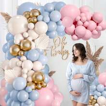 110 Piece Gender Revealing Balloon Arch Suit, Powder Blusher Pink And Blue Balloons For Boys And Girls Children's Birthdays Baby Shower Decoration - Multicolor - View 4