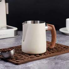 Coffee Milk Frothing Pitcher Jug Precision Scale 304 Stainless Steel Wood Grain Handle Measuring Cup High Quality CoffeeUtensils - Silver - View 7