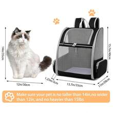 Foldable Pet Carrier Backpack For Small Dogs & Cats Under 15lbs, Black - Multicolor - View 8