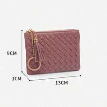 Crocheted Silver Coin Purse: Compact, Lightweight, And Versatile – Card Holder, Keychain, With Fringe, Zipper, Short Wallet. - A43# Xanh nhạt - Xem 5