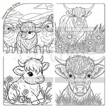 GDTME A Soft And Adorable Highland Cow With Fluffy White Fur, Wearing A Black And White Polka Dot Bow On Its Head, Long Horns, And Round Eyes. On The Right Side, An Orange-Brown Calf With A Pink And White Polka Dot Collar, Also With Long Horns And A Fluffy Coat, Forming A Warm Companionship With The Cow On The Left. - High and Low Cow Series - View 2