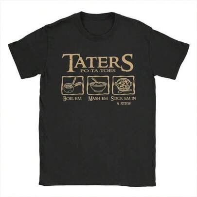 Awesome L-Lords Of The R-Rings Taters Potatoes T-Shirts For Men Crewneck Pure Cotton T Shirts Short Sleeve Tees Summer Tops Summer Tops Men's Casual Sports Tee Suitable For Men And Women, Y2K,Cool,Fashionable Daily Casual Wear,Matching Outfits For Couples, The Best Gift For Friends, Streetwear