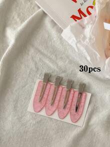 30pcs/Set Women Minimalist Versatile Alligator Clip Hair Clips, Suitable For Daily, Casual, Vacation, Outdoor Wear Hair Accessories,Summer,Holiday,Travel - Pink - View 9