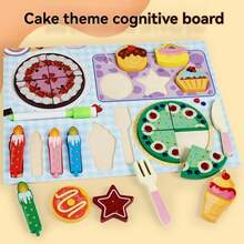 Kids Play Kitchen Realistic Vegetable & Fruit Cognitive Board Wooden Toy Set, Parent-Child Interactive Game - Multicolor - View 8
