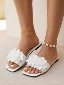 planare Dép lê nữ thời trang thường ngày, tối giản, kiểu dáng nghỉ dưỡng, mũi vuông, thoải mái, nhẹ, màu be, thích hợp cho mùa hè. - Màu be - Xem 2