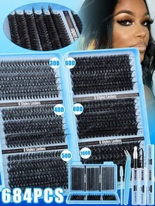 Bộ 720 sợi mi giả tự làm chất lượng cao, độ dày 8-16mm, độ cong 10D-150D, mi tự nhiên D-Curl, siêu dày và mềm mại, dạng sách hướng dẫn sử dụng mi, phù hợp cho sử dụng hàng ngày và người mới bắt đầu, nhiều kiểu dáng để phối hợp tự do, bộ mi giả dạng chùm. - Màu xanh lam - Xem 14