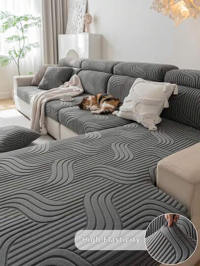1 chiếc vỏ đệm ghế sofa chống trượt bằng vải jacquard sang trọng, mềm mại và thân thiện với da, chống trầy xước do thú cưng, có độ co giãn, phù hợp với ghế sofa hình chữ L và ghế sofa 1/2/3/4 chỗ ngồi, sử dụng được quanh năm (Bán lẻ từng chiếc)