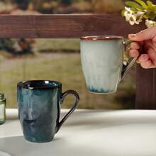1pc Vintage Ceramic Mug With Unique Kiln-Fired Glaze Pattern, Retro Luxury Design, Suitable For Daily Use, Cafes, Parties, Mother's Day Gift, Microwave/Oven/Dishwasher - Multicolor - View 4