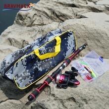 BRAVMACK 1 套入门级钓鱼竿和渔线轮组合套装，1.8米/5.9英尺伸缩式钓鱼竿（红、蓝、绿三色可选），配有纺车轮、鱼饵、鱼钩和收纳袋，钓鱼入门套装 - 1套 - 查看 10