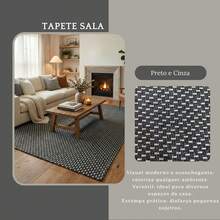 Empire Carpets Clean Living Room Rug, Bedroom, 2.00 X 1.40, Non-Slip, Modern, Beautiful - màu đen - Xem 2