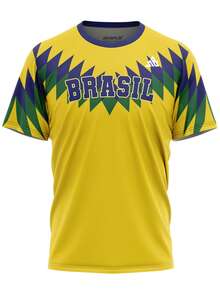 Brazil National Team Retro Classic World Cup Fan Jersey - Immediate Shipping - 黃色和藍色 - 查看 1