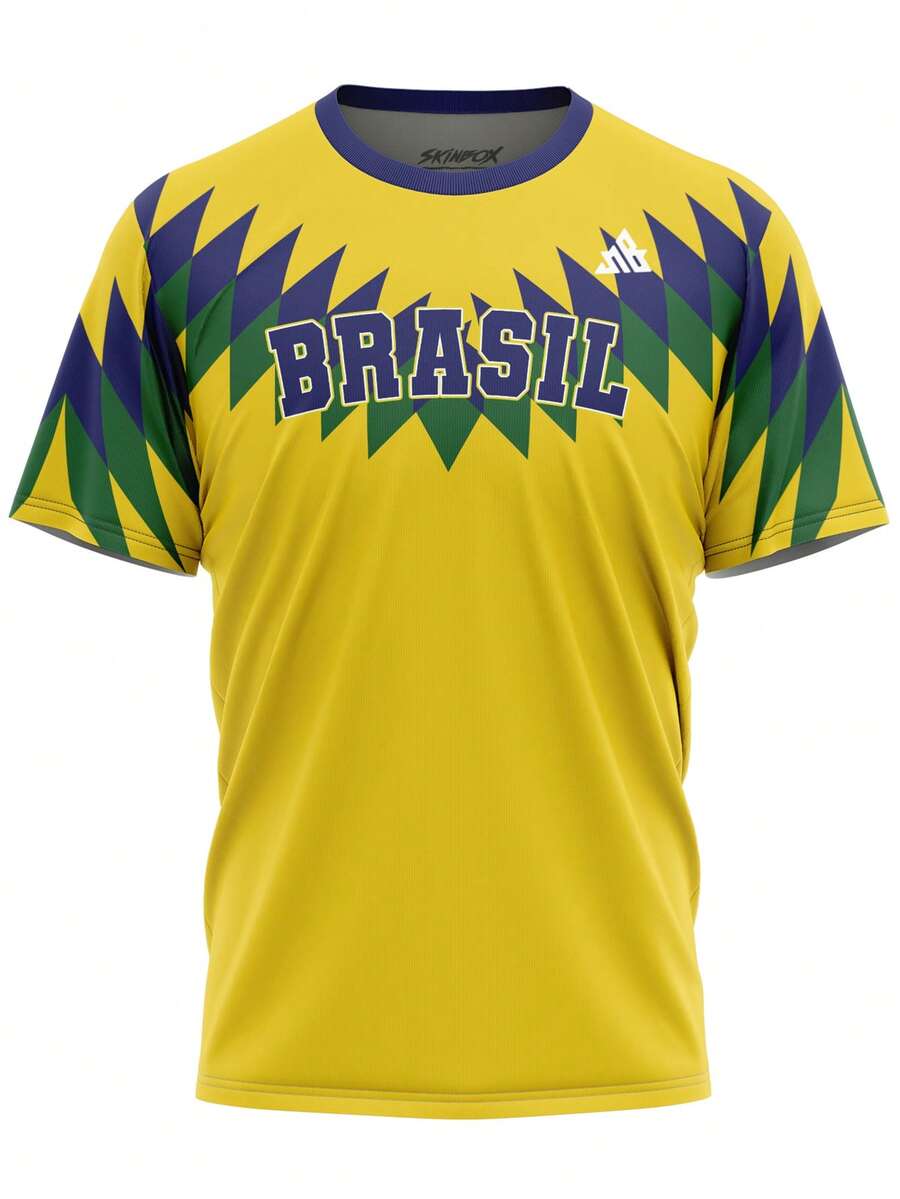 Brazil National Team Retro Classic World Cup Fan Jersey - Immediate Shipping - 黃色和藍色 - 查看 1