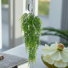 超逼真悬挂植物套装 - 人造蕨类和常春藤绿植 - 抗紫外线、低维护塑料装饰，适用于露台、门廊和室内空间 - 綠色 - 查看 6