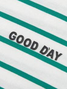 Balabala 儿童条纹T恤 速干透气轻便休闲夏季上衣 2026 - 白綠色調 - 查看 4