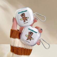 Ốp bảo vệ tai nghe hình gấu trượt ván, tương thích với tai nghe Galaxy Buds/Buds Pro/ Buds2/Buds2 Pro/Buds LIVE/Buds FE/Buds+, ốp bảo vệ tai nghe không dây mới cho Galaxy Buds 4, quà tặng cho bạn trai/bạn gái, ngày Valentine, ngày lễ, lễ Phục sinh. - Trong sáng - Xem 2