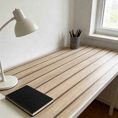 1 cuộn giấy dán tường vinyl dày, tự dính, vân gỗ, hình khối và sọc, có thể tháo rời, chống thấm nước, chất liệu PVC, thích hợp cho phòng ngủ, phòng khách, trang trí nhà cửa, phòng ăn, cải tạo khách sạn, phối màu ngẫu nhiên, dễ thi công.