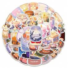 50pcs Scented Candle Stickers, Decorative For Scrapbooking, Diary, Planner, Envelope, Greeting Card, Notebook, Laptop, Handbag, Phone, Guitar, Skateboard, Luggage - Scented Candles - View 8