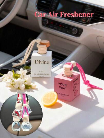 1pc 8ml Car Essential Oil, Hanging Car Air Freshener, Holiday Essential, Cute Gift For Women, Car Fragrance, Adorable Car Diffuser, Long-Lasting Car Air Freshener, Women's Car Fragrance, Long-Lasting Scent, Suitable For Daily Commute, Deodorize And Enhance Fragrance, Suitable For Mother's Day And Valentine's Day Gift