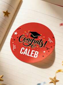 12/24/40pc Customize Text Congrats Graduation Round Stickers,Personalized Grad Cap & Confetti Stickers, Custom Name & Year Graduation Season Sticker, Grad Party Decor Stickers For Cups, Notebook,Gift Wrapping, Graduation Party Supplies 2026, Ideal Gift For 2026 Graduate, Grad Parent, And Party Planner,Waterproof Stickers - Multicolor - View 9
