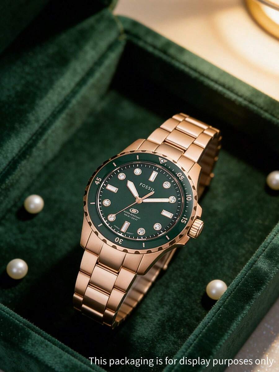 Fossil Đồng hồ nữ ES5371 màu xanh lá cây, vỏ thép không gỉ hai tông màu. - màu xanh lá - Xem 1