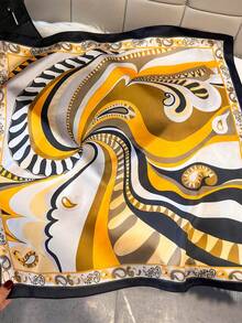 1pc Modern Art Swirl Paisley Print Scarf, Versatile High-End Decorative Silk Scarf For Women,Beach,Holiday - Multicolor - View 11