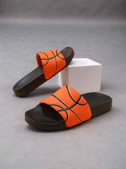 1双儿童泡沫拖鞋，篮球鞋图案，休闲套脚凉鞋，室内外均可穿着，适合大龄儿童