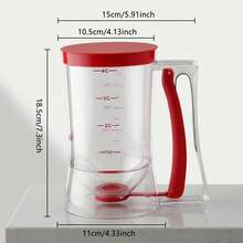 1PCS Pancake Batter Dispenser, Batter Dispenser With Handle, Pancake Dispenser For Batter, Pancake Dispenser, Pancake Baking Tray Mixing Dispenser, Perfect Pancake, Cupcake, Waffles, Muffin Mixture, Cake, Cupcake Paper Tray, Kitchen Tools, Baking - Red - View 3