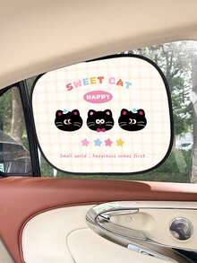 1pc Cartoon Cat Static Cling Sunshade, Adsorption Sunscreen Shade For Car Side Window - Sunshade - View 8