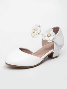 Giày búp bê mùa xuân/hè mới cho bé gái, sandal đế dày khoét lỗ cho trẻ em, giày cao gót công chúa thắt nơ cho trẻ em. - trắng - Xem 9