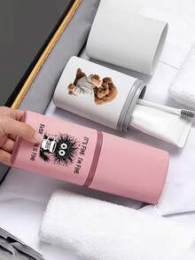 Multi Functional Grooming And Storage Box, Printed With Cartoon Milk Tea Hoodie Dog And Explosive Kitten Patterns, Made Of And Pp Material, Durable And Anti Drop. The Cute Cat And Dog Print Design Is Particularly Eye-Catching. - Multicolor - View 2