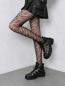 1 đôi quần tất mỏng, bóng bẩy họa tiết sọc ngựa vằn dành cho nữ, thích hợp cho mùa xuân/hè, kiểu dáng Gothic Y2K thời thượng cho lễ hội và những buổi tối đi chơi. - Nhiều màu - Xem 8