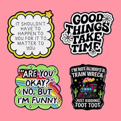 "ARE YOU OKAY?" NO, BUT I'M FUNNY. " Enamel Pin Self Deprecating Quotes Brooch Pines Lapel Pins Badge Fashion Jewelry Gifts