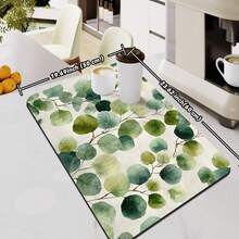 Tapis de tasse isotherme imprimé de feuilles, tapis de cuisine absorbant antidérapant en caoutchouc pour égouttage, séchage rapide et lavable - Doré - Voir 12